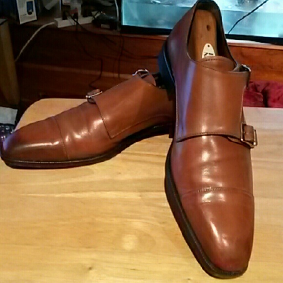 Paul Frederick men\'s monk strap leather shoes.